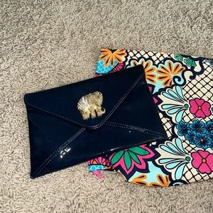 Lilly Pulitzer Envelope Clutch in Navy with Elephant Detailing - Never Used